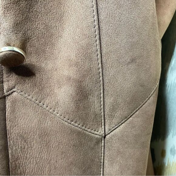 Ralph Lauren Vintage Chocolate Brown Fur Trimmed Lamb Shearling Swing Coat - Picture 13 of 16